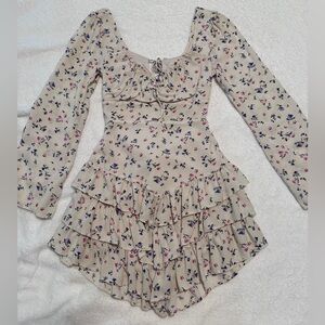 Forever 21 Cream Floral Print Dress